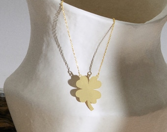 14K Four Leaf Clover Necklace, Good Luck Necklace, Shamrock Necklace, Clover Charm Necklace, Clover Leaf Necklace, 4 Leaf Clover Jewelry