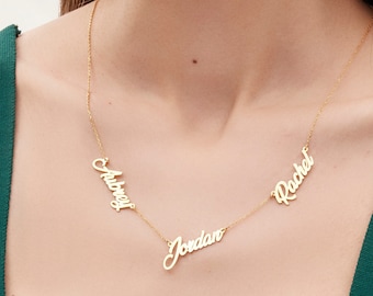 14K Gold Multiple Name Necklace, Family Name Necklace for Mom , Children Names Necklace, Kids Name Necklace, Mothers Day Gift for Mom