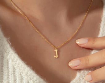 14k Solid Gold Initial Necklace - Personalized Letter Necklace - Custom Initial Jewelry - Personalized Gift for Her - Christmas Gift for Mom