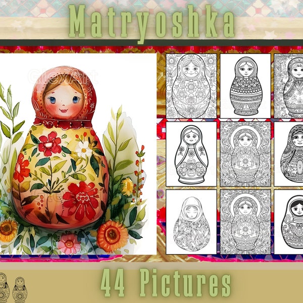 Matryoshka: Nesting Dolls Coloring Book, Slavic Folk Art Printable PDF, Cultural Patterns Digital Download, Beautiful Adult Mindful Gift