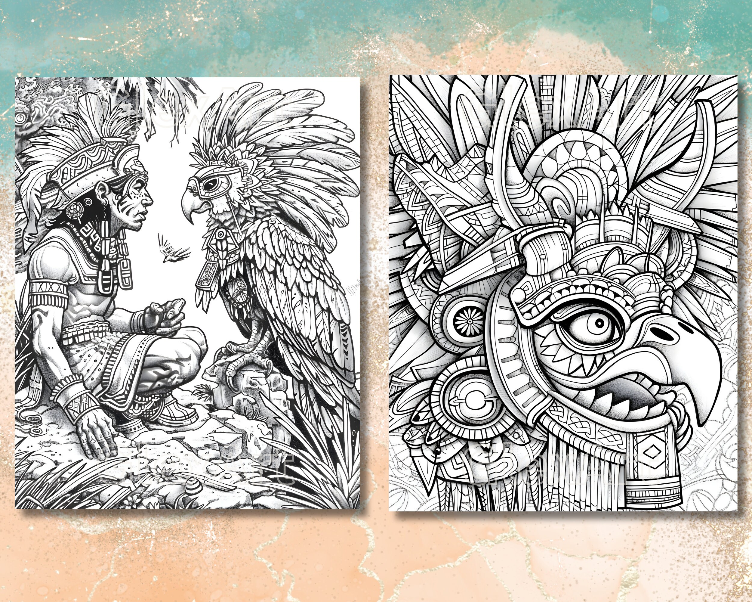 Aztec Echoes: Cultural Heritage Coloring Book, Ancient Civilizations ...