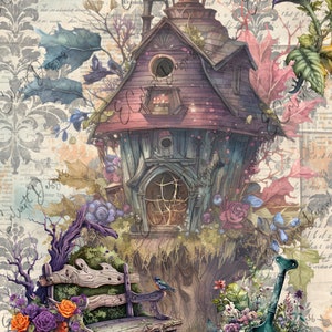 Descarga digital de Halloween Garden Fall para decoupage de papel de arroz