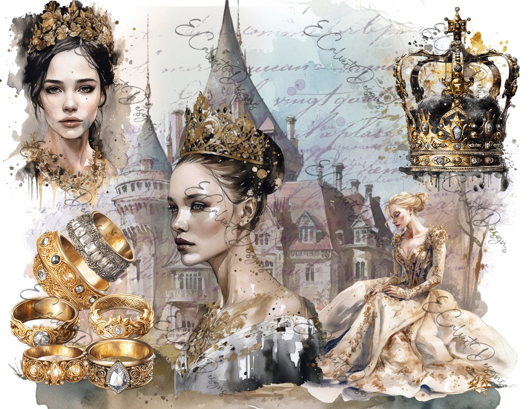 Princess Rice Paper Golden Princess Digital for Rice Paper Decoupage Download PNG Printable ...