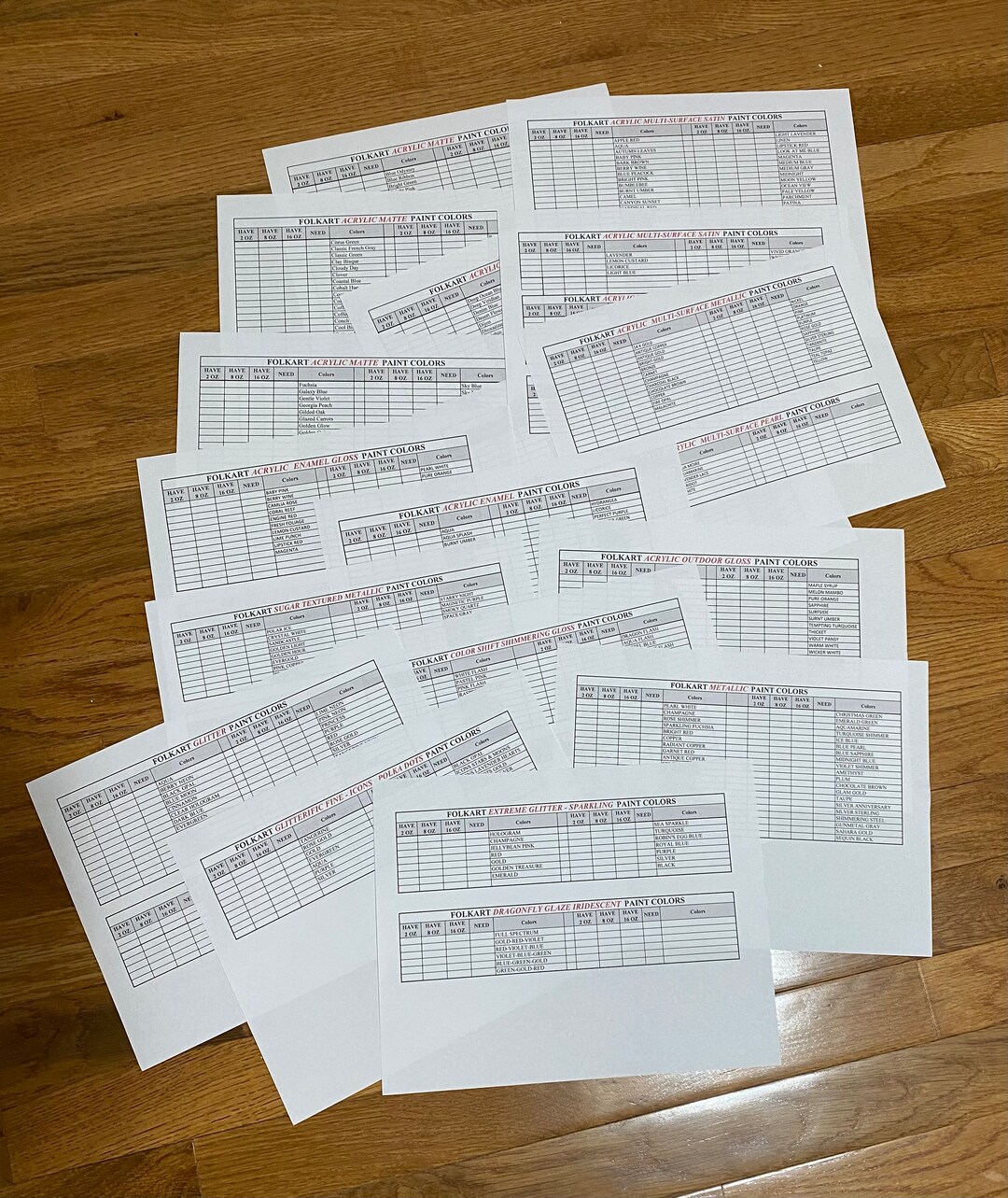 Folkart Paint Color Chart for Organization/inventory - Etsy