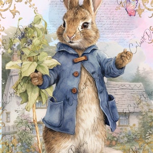 Peter Rabbit Pasqua Digital Download A4 Carta di riso Decoupage Junk Journal Scrapbooking 348