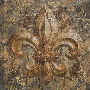 Grunge Background Fleur de Lis Bronze Gold Writing  Digital Download for Rice Paper Decoupage Junk Journal Scrapbook 301