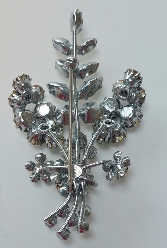 Vintage Sparkly Faux Diamond Silver Bouquet Brooc… - image 2