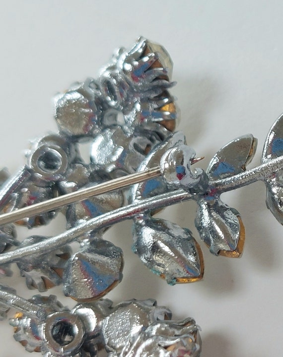 Vintage Sparkly Faux Diamond Silver Bouquet Brooc… - image 3