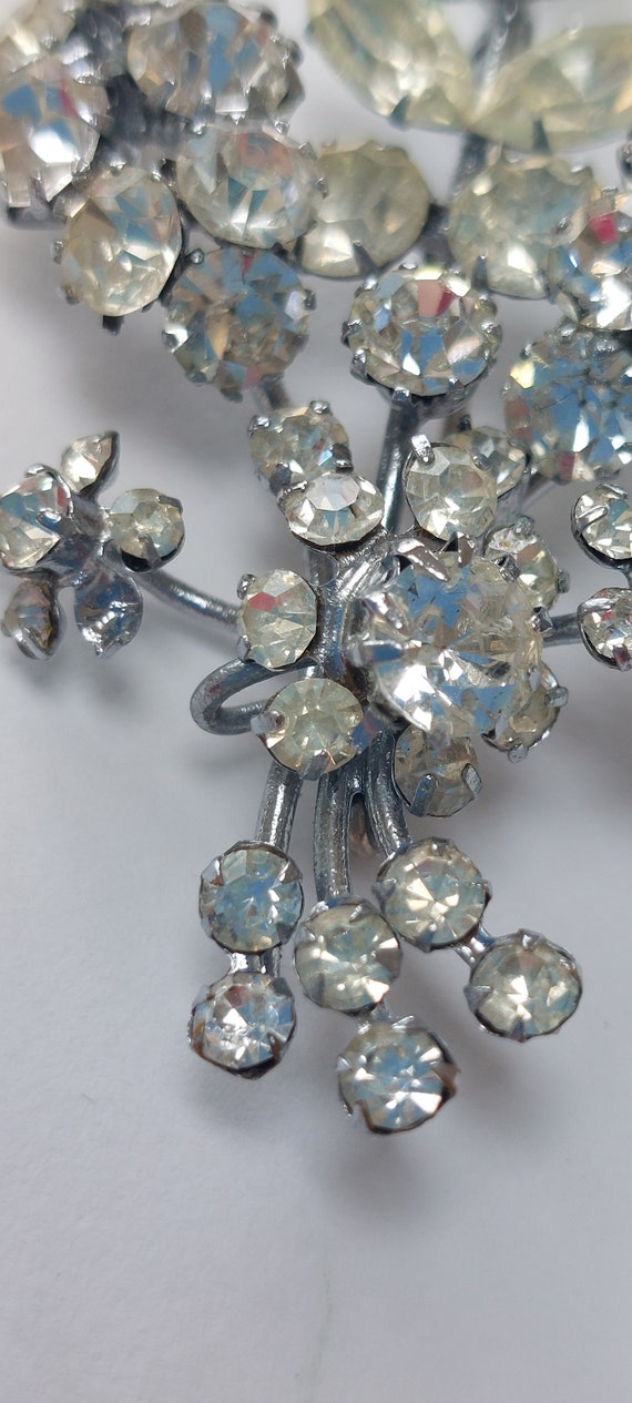 Vintage Sparkly Faux Diamond Silver Bouquet Brooc… - image 5