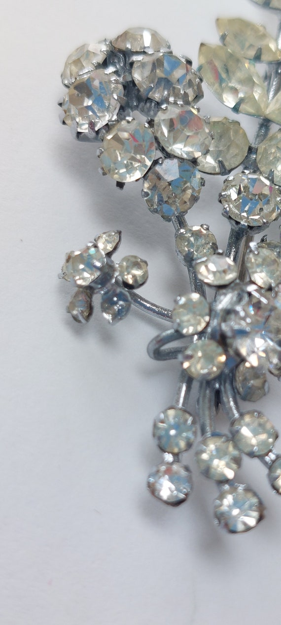 Vintage Sparkly Faux Diamond Silver Bouquet Brooc… - image 4