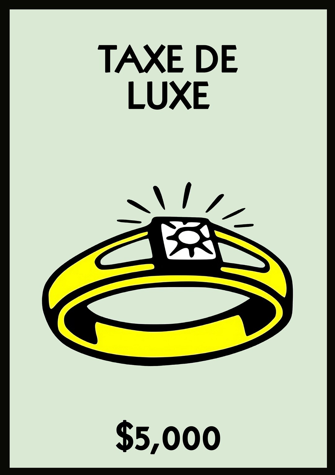 Monopoly LUXURY TAX Dollar. Poster, Collectible, Monopoly Poster, Board