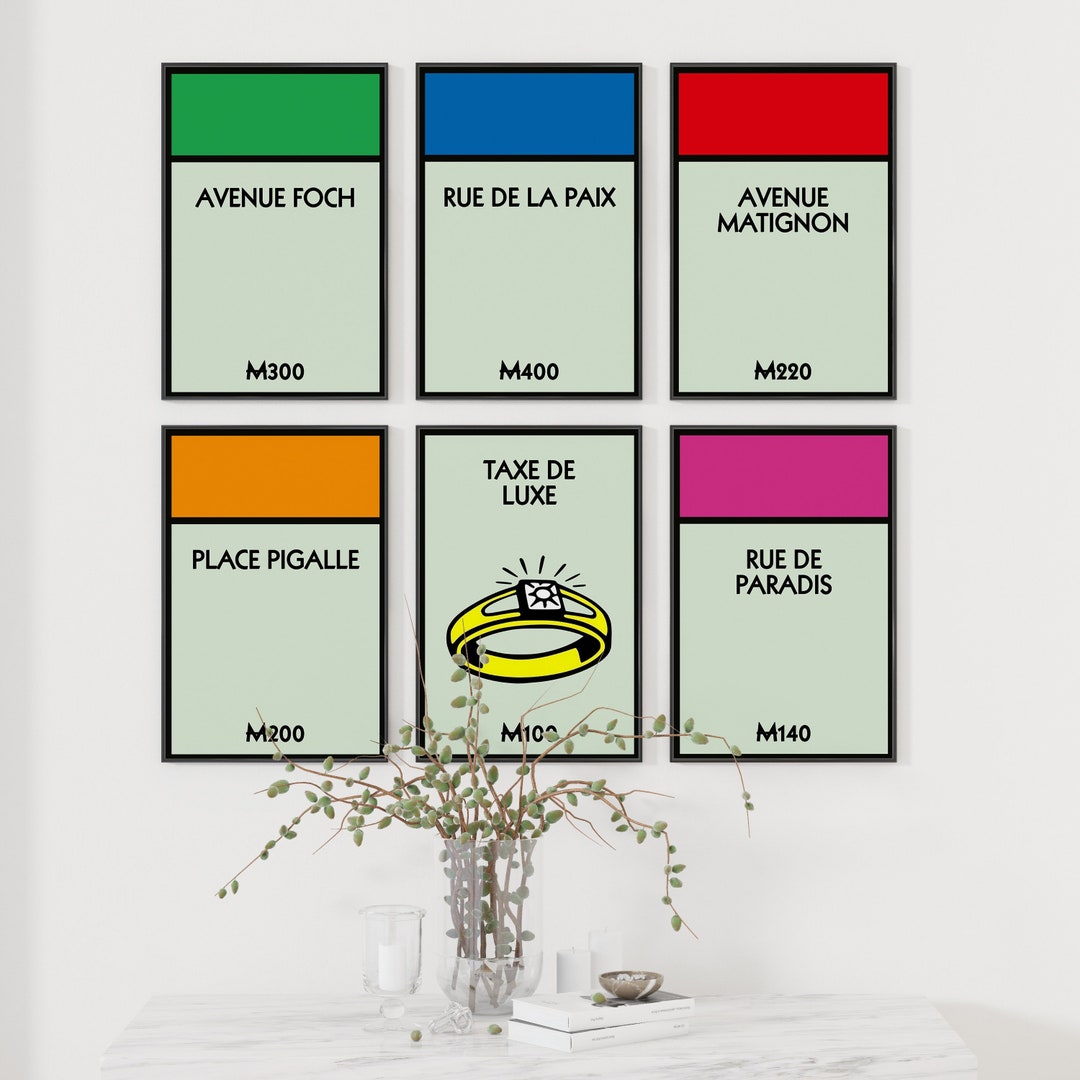 Printable 28 CARD Pack Monopoly All STREET CARD Board Property Print New Home, Gift, House ...
