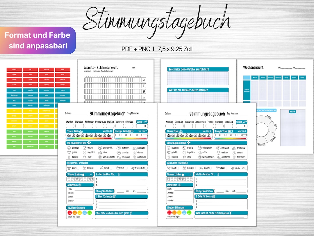 Gefühlstagebuch Vorlage Pdf Stimmungstagebuch Tagesablauf - Etsy.de