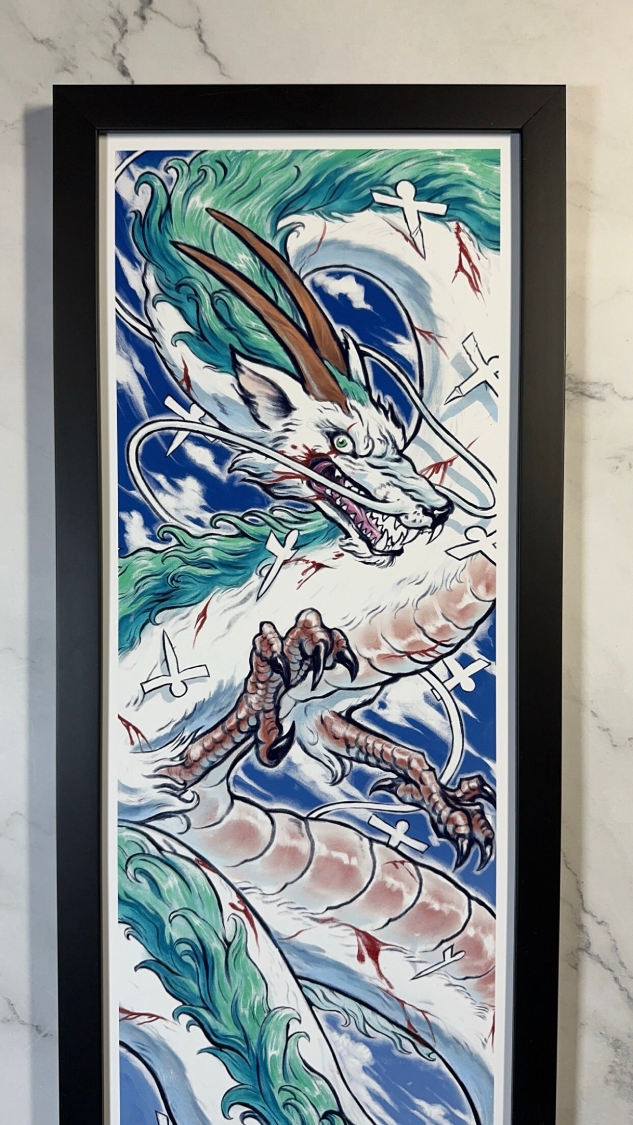 Water Spirit Haku Vertical Art Print - Eastern Dragon Anime Manga