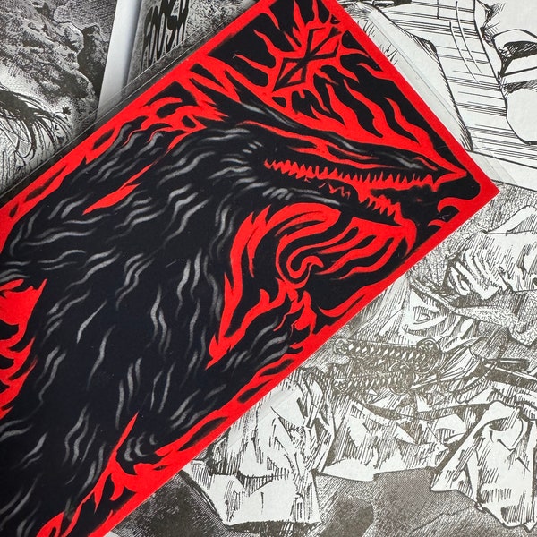 Beast of Darkness Bookmark - Fiery Wolf Bookmark, Jumbo Laminated Waterproof Heavy Duty Placeholder, Anime Manga Reader Fan Gift