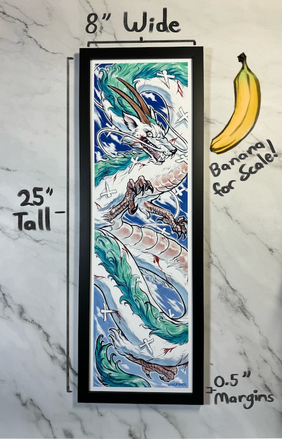 Water Spirit Haku Vertical Art Print - Eastern Dragon Anime Manga