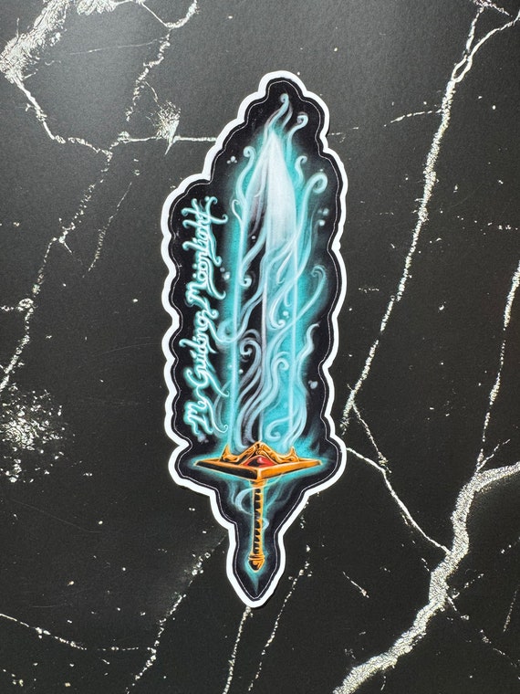 Moonlight Sword Sticker, Jumbo Waterproof Vinyl Greatsword Sticker, Dark Fantasy Souls RPG Fan Gift Decal for Waterbottles, Tablets, Laptops