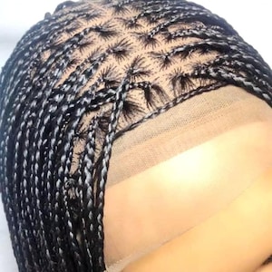 Human Hair Braided Wigs. 35” Knotless Box Braids. Full Lace Baby Hair
