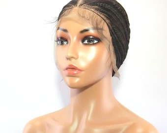 Handmade Braided Bun Wig: Brush Cornrow, Full Lace with Baby Hair