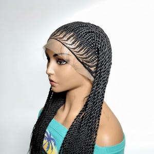 Black Braided Wig. Cornrow with Single Braids. Full Lace With Baby Hair. 42ins