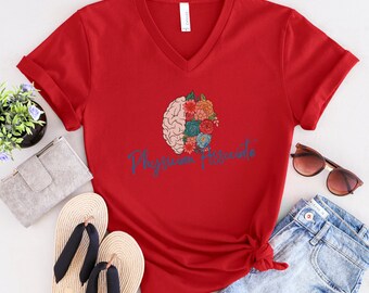 Neurology Psychiatry Brain Physician Associate Physician Assistant PA Short Sleeve V-Neck Tee