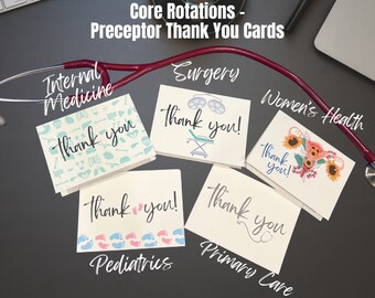 Core Rotations Thank You Cards - PA School, Clinicals, Med School, PA Student, Med Student, Nursing Student, Professor, Preceptor (5-Pack)