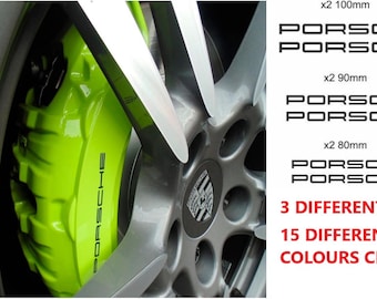 Porsche white brake calliper vinyl stickers /decals set of 6 choice of 15 colours