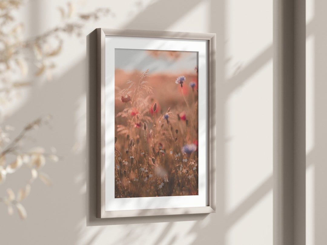 Printable Wall Mural Vintage Wildflower Field Digital Nature Etsy