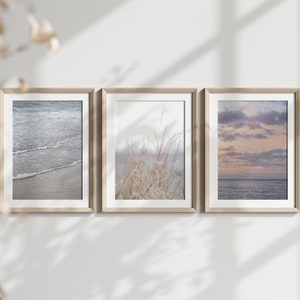 Three printable wall art, &quot;Pastel Beach&quot;, digital nature photo, instant download, home decor, art to print yourself