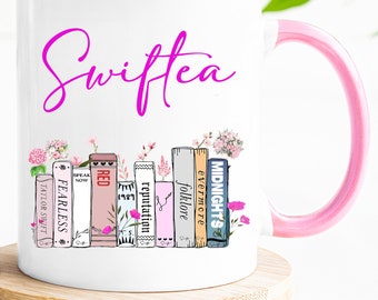 Swiftea Mug| Swifty Taylor Merchandise Mug | Floral Bookcase Albums | Eras Gilmore Mug Evermore  Fearless Swift Gift for her