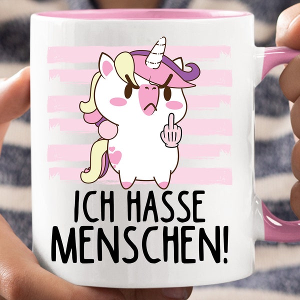 Tasse Mit Spruch | 'Ich Hasse Menschen' - Das perfekte Geschenk für Sarkastiker und Einhornliebhaber | lustige Kaffeetasse mit Einhorn-Motiv