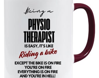 Taza divertida de fisioterapeuta: "Montando en bicicleta en el infierno"