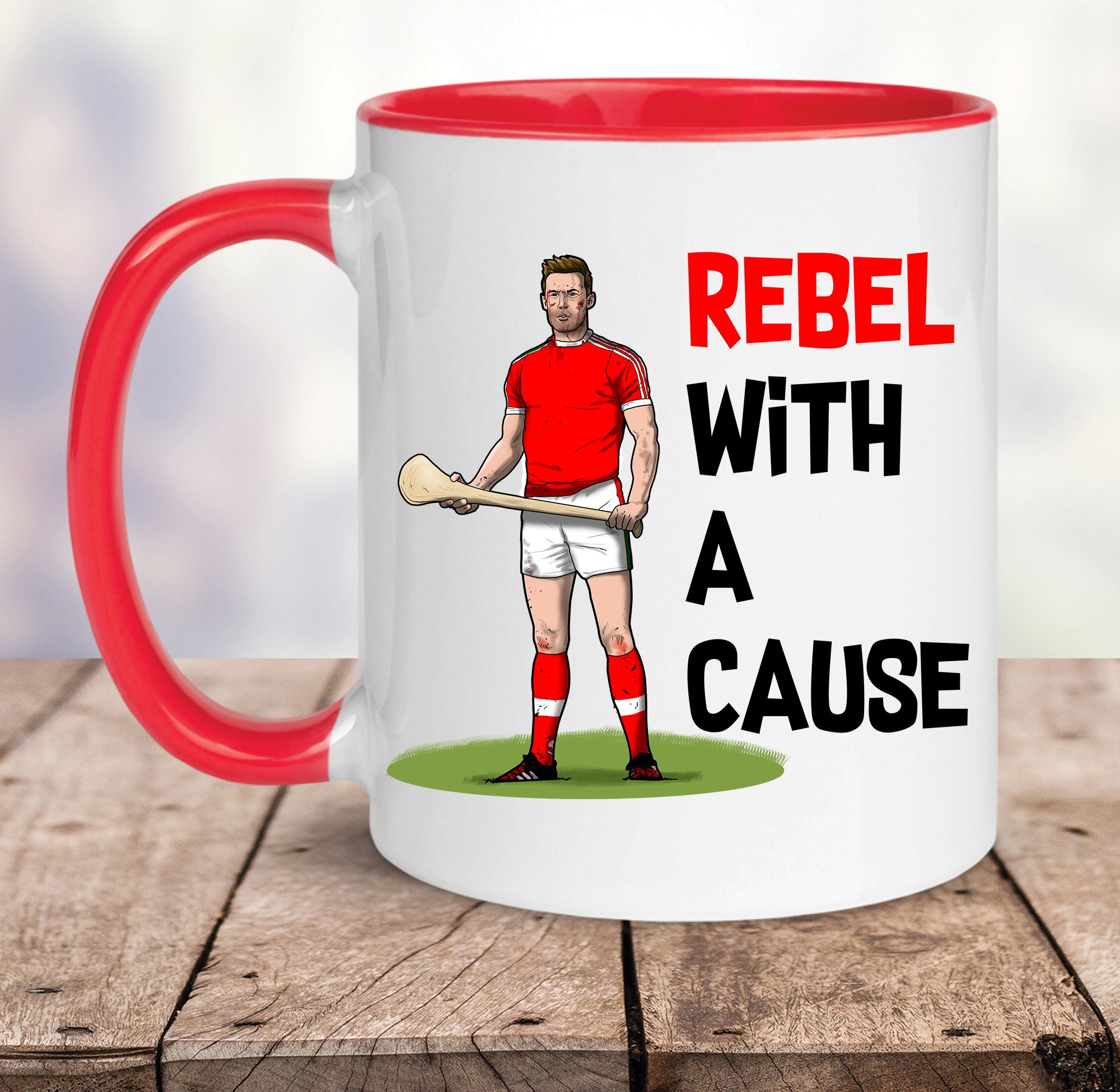 Hurling GAA Mug Rebel With a Cause Irish GAA Gift Cork Hurling Mug