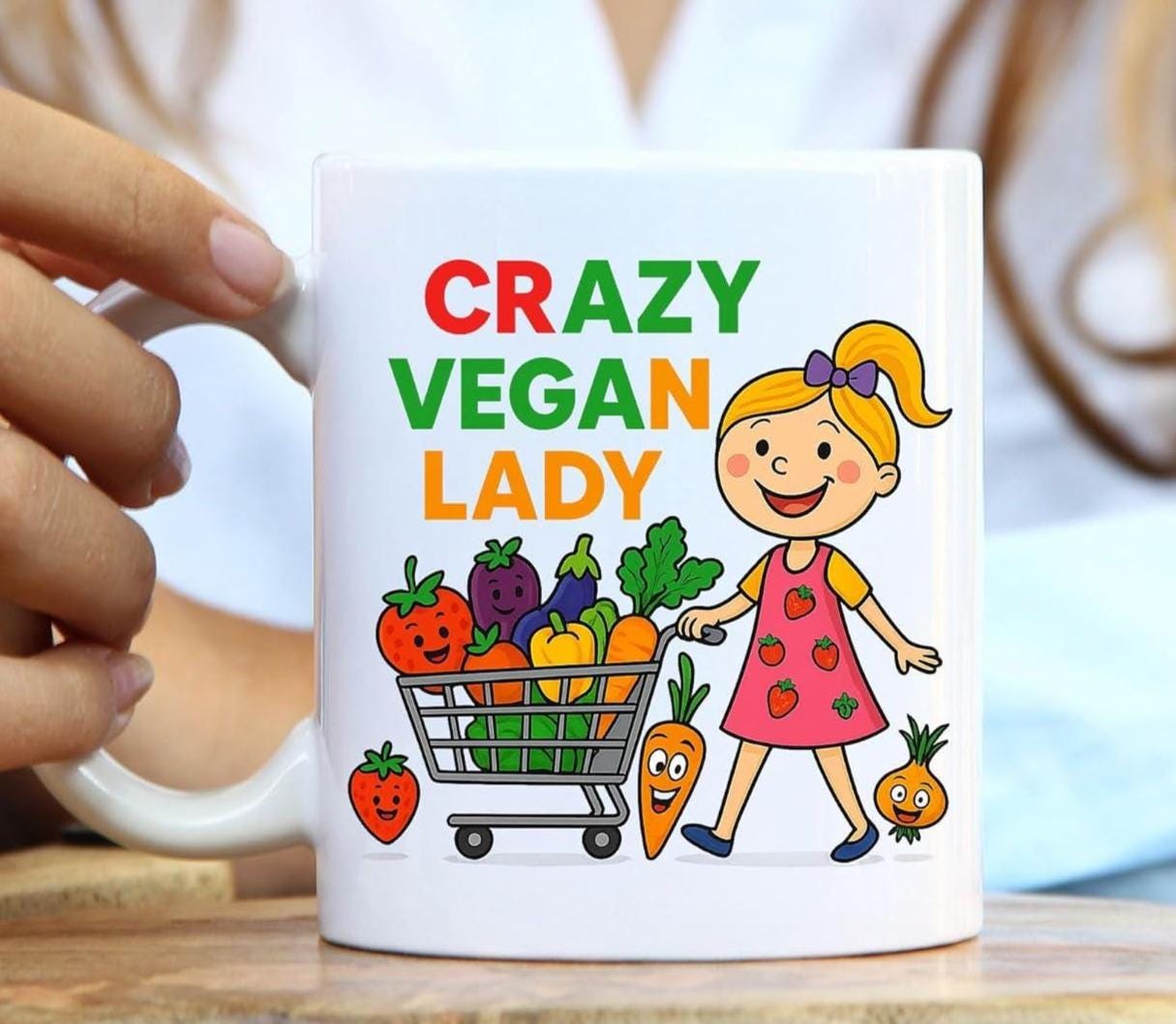 Tasse Vegan – Mug Design Végétal – Cadeau Vegan, Capacité 10 Oz
