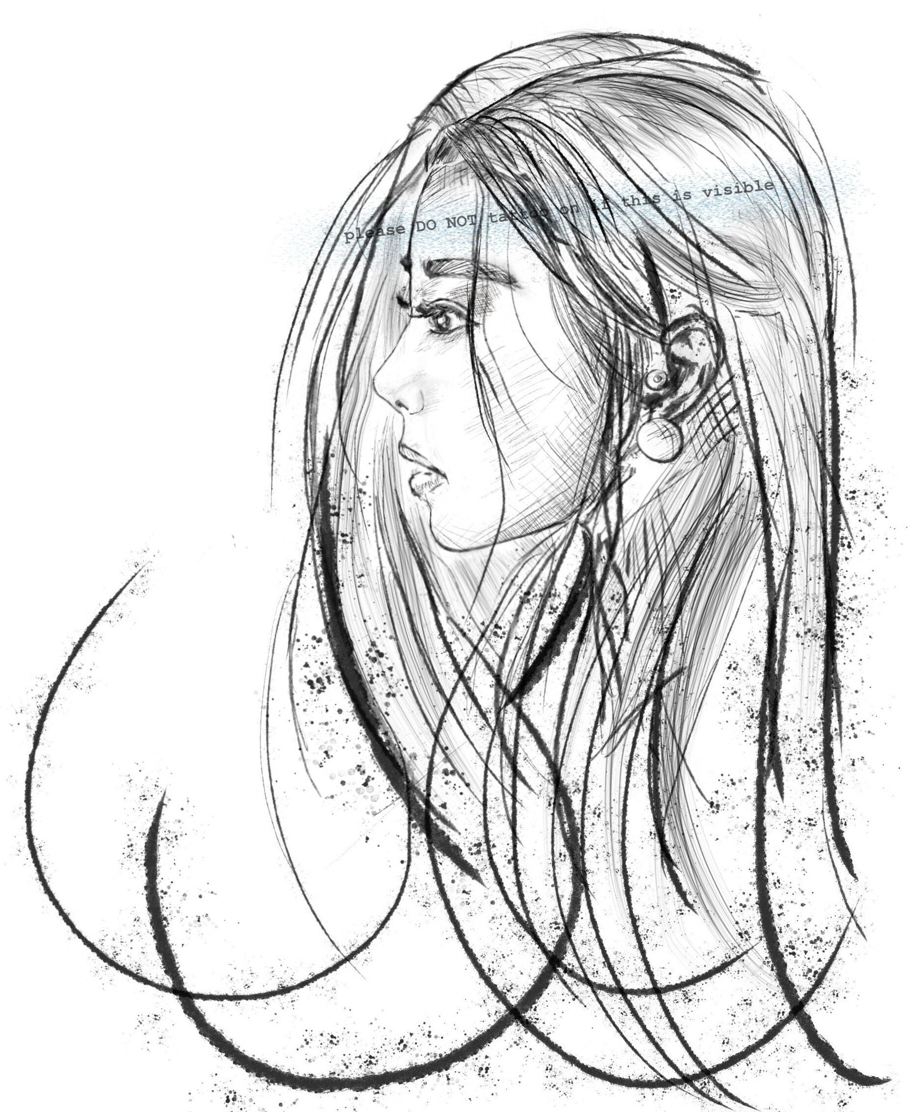 Asian Girl - Tattoo Design - Sketch Style