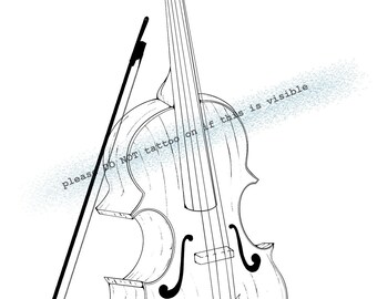 Violin - Tattoo Design - Minimalist Line Art