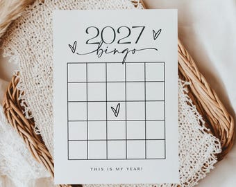 2027 Bingo Card, 2027 Vision Board Bingo Card, Printable New Year Bingo, 2027 New Year Party Games, New Year Resolution Goals Manifestation