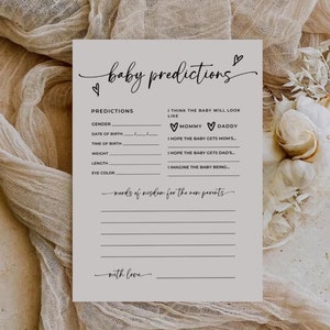 Babyshoweradvies, kaart met babyvoorspelling en -advies, moderne babyshowervoorspelling, babyshowerspelletjes, babyshowerbundel, babyspel