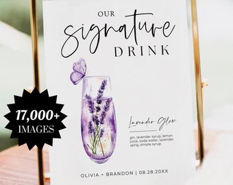 Signature Drink Sign, Wedding Bar Menu, Drink Menu Sign, Cocktail Menu, Signature Cocktail Sign, Bar Menu Template, 17000+ Drinks & Garnish