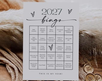 2027 Bingo Card, 2027 Vision Board Bingo Card, New Year Bingo, Bingo 2027 Game, 2027 New Year Party Games, 2027 New Year Resolution Goals
