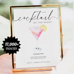 Koktajl nocy, znak firmowy drinka, menu koktajlowe, menu barowe, znak firmowy drinka, znak menu weselnego, 17000+ drinków i ozdób