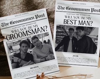 Krant stalknecht voorstelkaart, getuige voorstel kaart, bruidsjonker voorstel, Officiant voorstel, getuige stalknecht bruiloft kaartsjabloon
