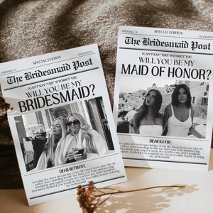 Bridesmaid Proposal Card, Newspaper Bridesmaid Proposal, Maid of Honor Proposal Card, Bridesmaid Info Card, Will You Be My Bridesmaid Card,