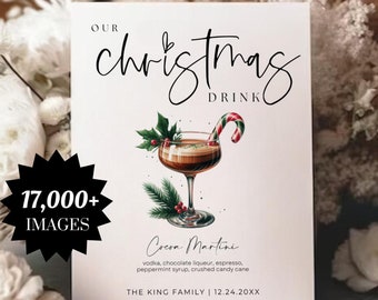 Signature Drink Sign, Holiday Cocktail Drink Sign, Christmas Party Drink Sign, Cocktail Menu, Christmas Bar Menu, Signature Cocktail Sign