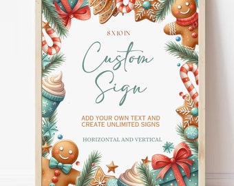 Create Your Own Sign, Holiday Party Sign, Christmas Editable Custom Sign, Christmas Decor Sign, Gingerbread Sign, Christmas Party Sign