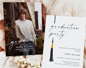Modern Grad Invite, Graduation Announcement, High School Graduation, Graduation Party, Graduation Decorations 2025, Graduation Invitation