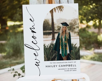 Grad Welcome Sign, Grad Party Decor, Graduation Yard Sign, Graduation Banner, Modern Grad Sign, Grad Party Decorations, Minimal Grad Sign