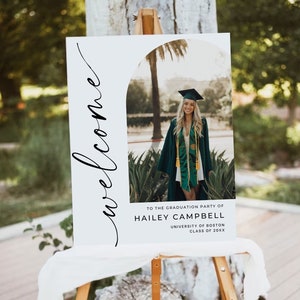 Grad Welcome Sign, Grad Party Decor, Graduation Yard Sign, Graduation Banner, Modern Grad Sign, Grad Party Decorations, Minimal Grad Sign