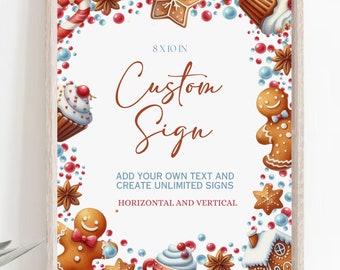Christmas Create Your Own Sign, Editable Custom Sign, Christmas Party Sign, Gingerbread Sign, Christmas Decor Sign, Holiday Party Sign
