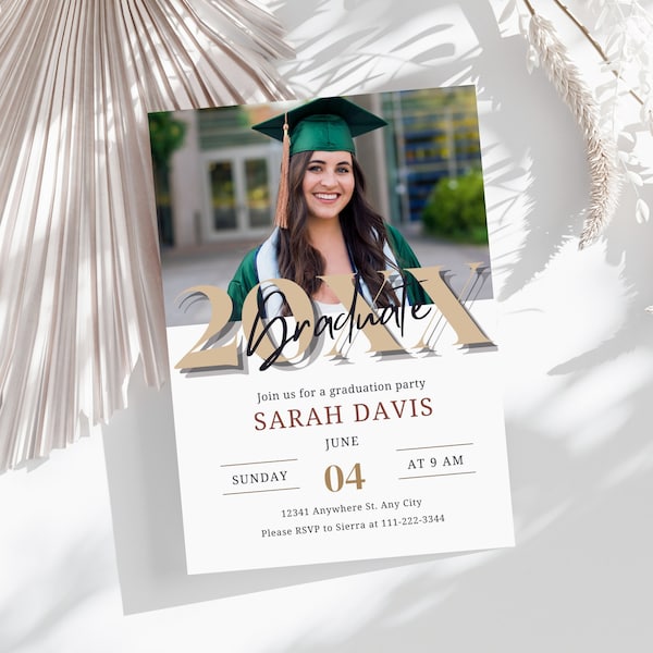 Modern Graduation Invitation, Graduation Announcement, Graduation Decorations 2024, Graduation Announcement Template, College Graduation